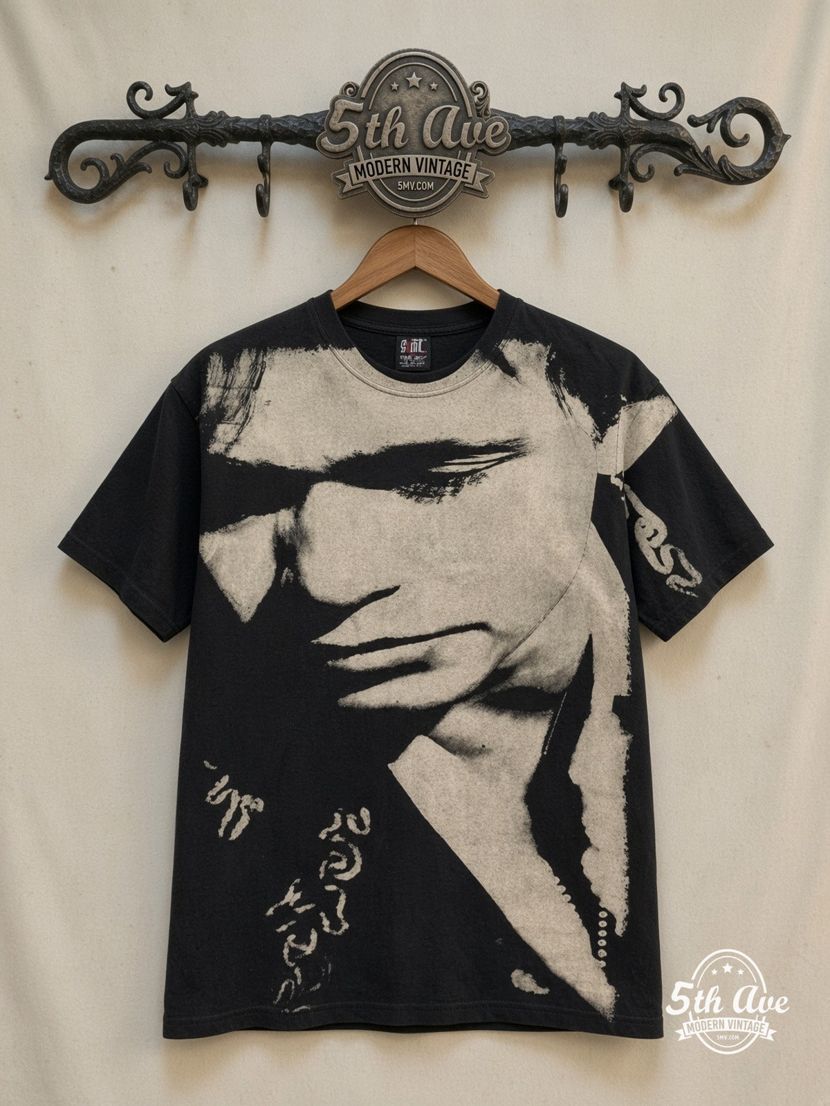 John Mellencamp Whenever We Wanted Tour 1992 all over print vintage band t-shirt front on cream 5th Ave rack