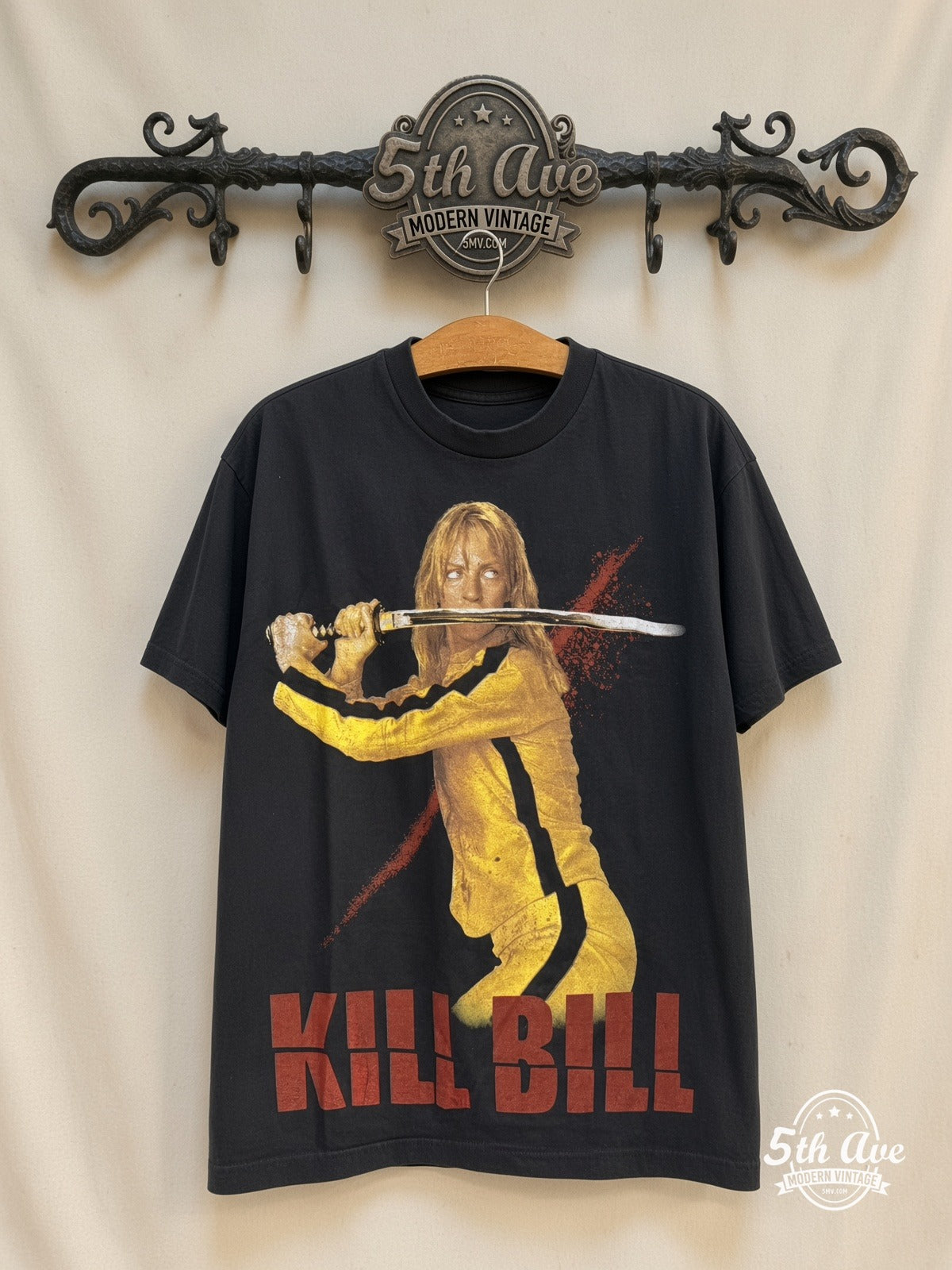 Kill Bill The Bride Uma Thurman vintage movie t-shirt on rack