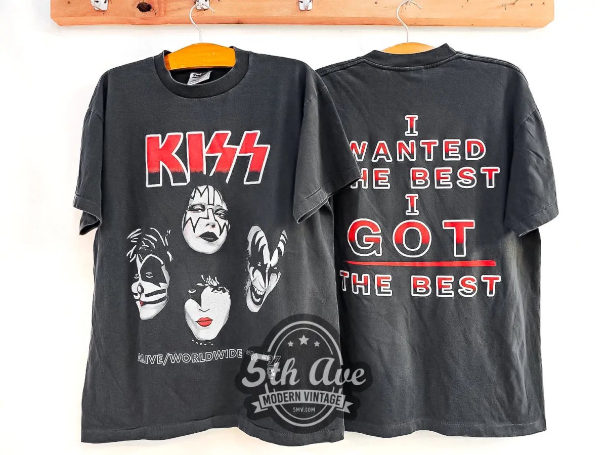 Kiss Alive/Worldwide Tour 1996/1997 \m/KIϟϟ\m/ - Vintage Reprint Band T-Shirt - Vintage Band Shirts