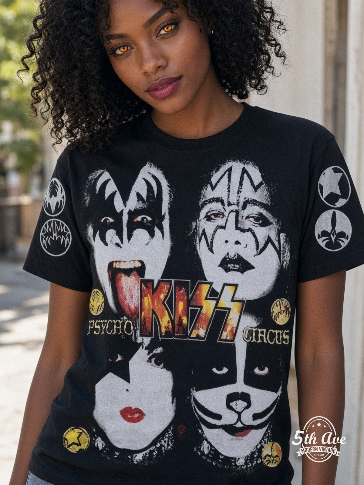 KISS Psycho Circus Mexico 1999 all over print vintage tee model wearing