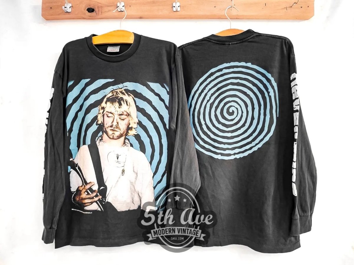 Kurt Cobain Nirvana Downward Spiral - Long Sleeve Vintage Reprint Band T-Shirt - Vintage Band Shirts