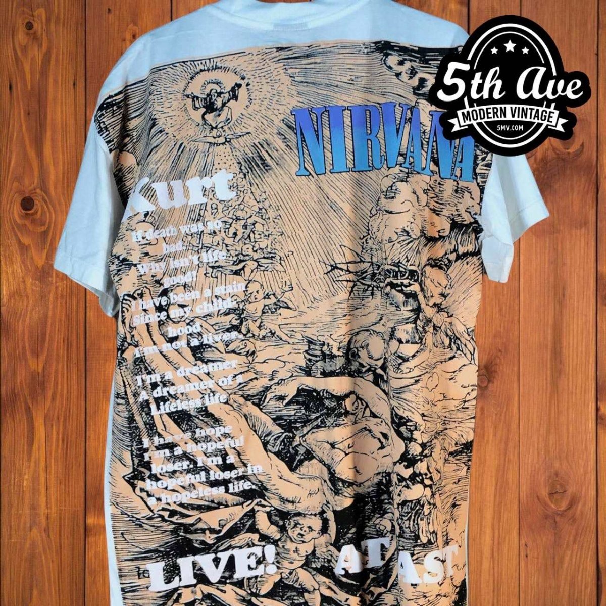 Kurt Cobain Nirvana Live at Last - AOP all over print New Vintage Band T shirt - Vintage Band Shirts