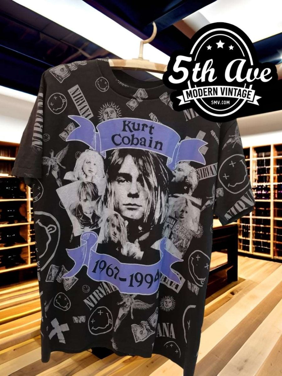 Kurt Cobain Tribute: All-Over Print Nirvana Tee with Single Stitch Detailing - Vintage Band Shirts