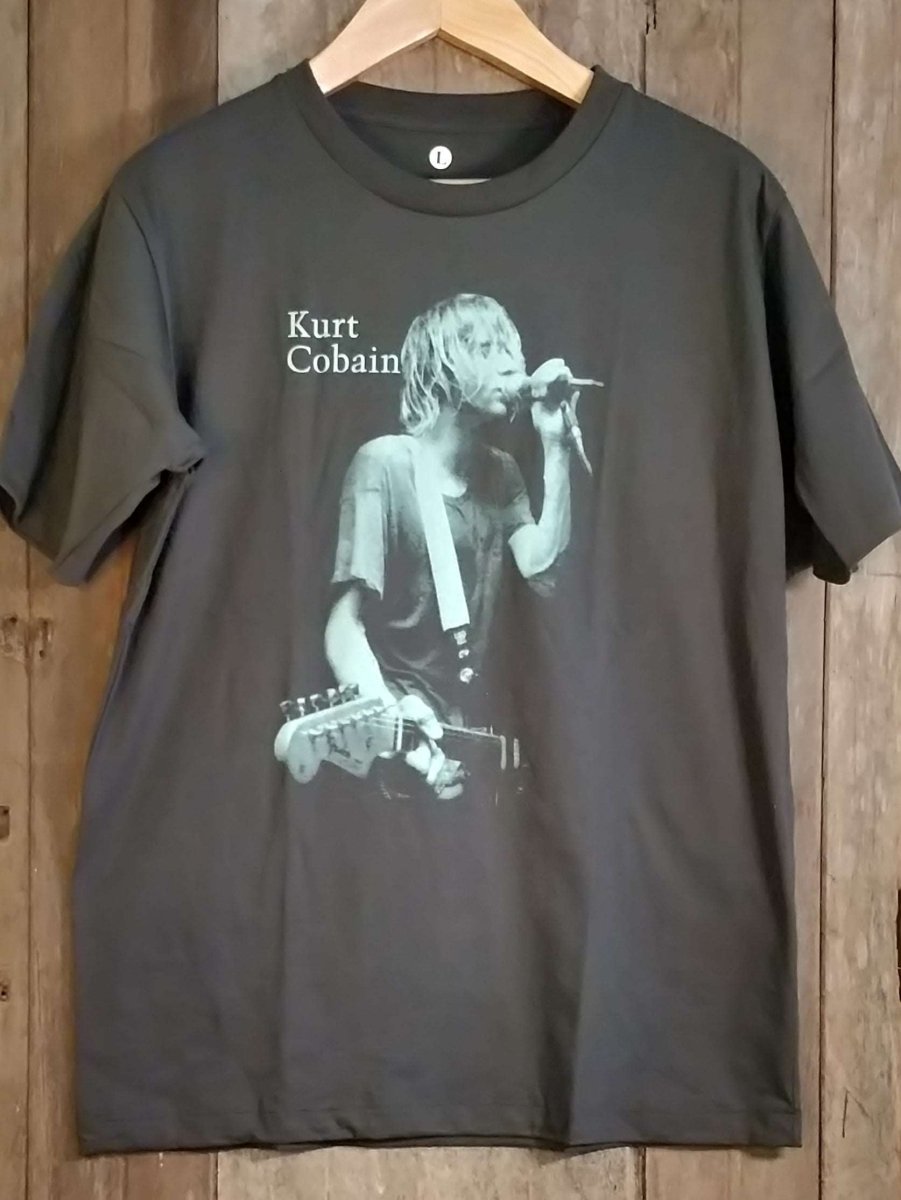 Kurt Cobain Vintage Inspired Streetwear T Shirt Single Stitch Light Blue Screen Print 100 Cotton Urban Fashion Essential 30 Day Return Policy Vintage Band Shirts