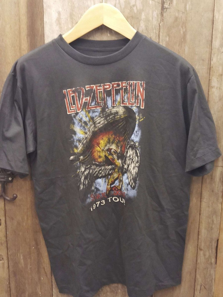 Led Zeppelin 1973 Tour Angel Zeppelin Vintage Black T Shirt Vintage Band Shirts