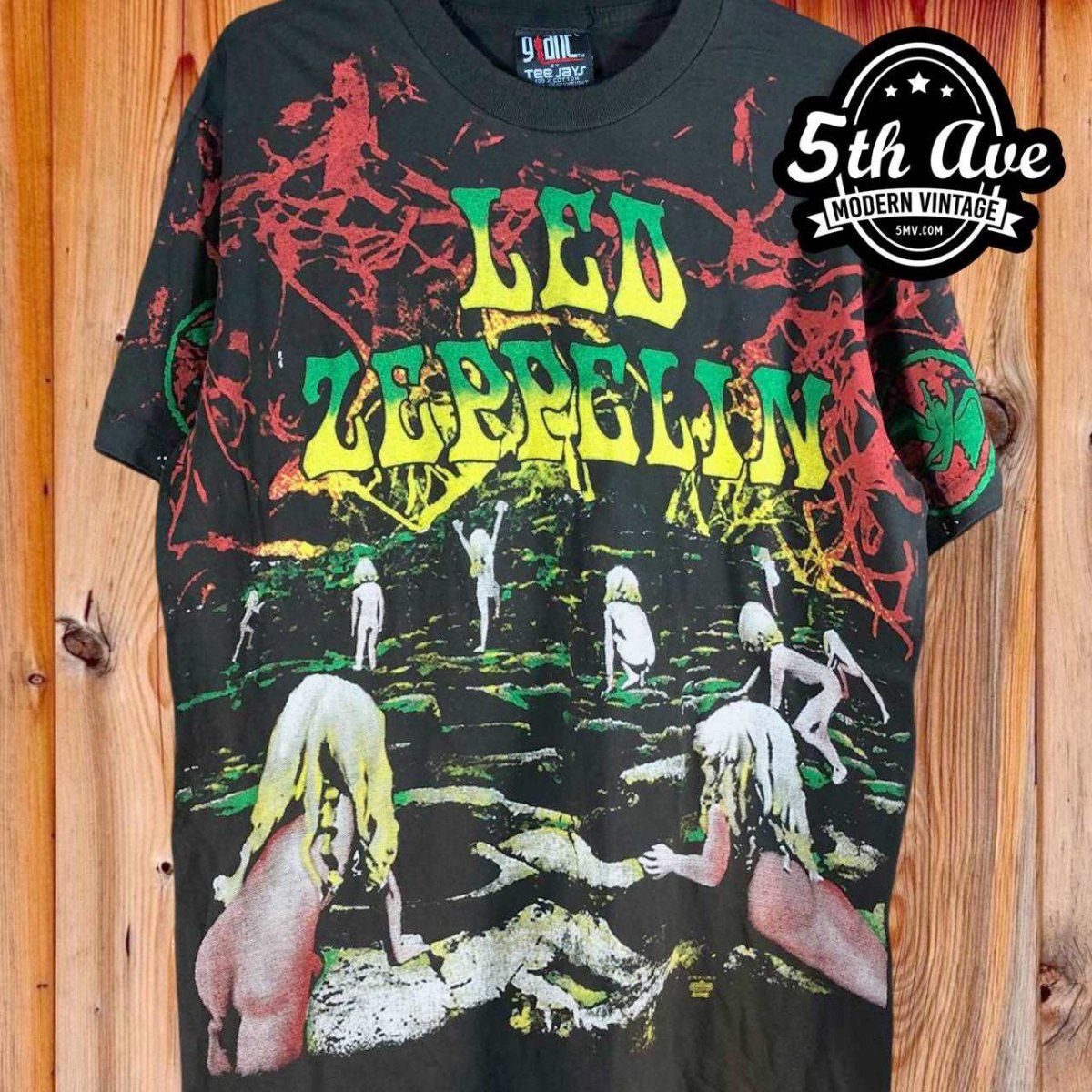 Led Zeppelin Houses of the Holy All Over Print Single Stitch t shirt Vintage Band Shirts