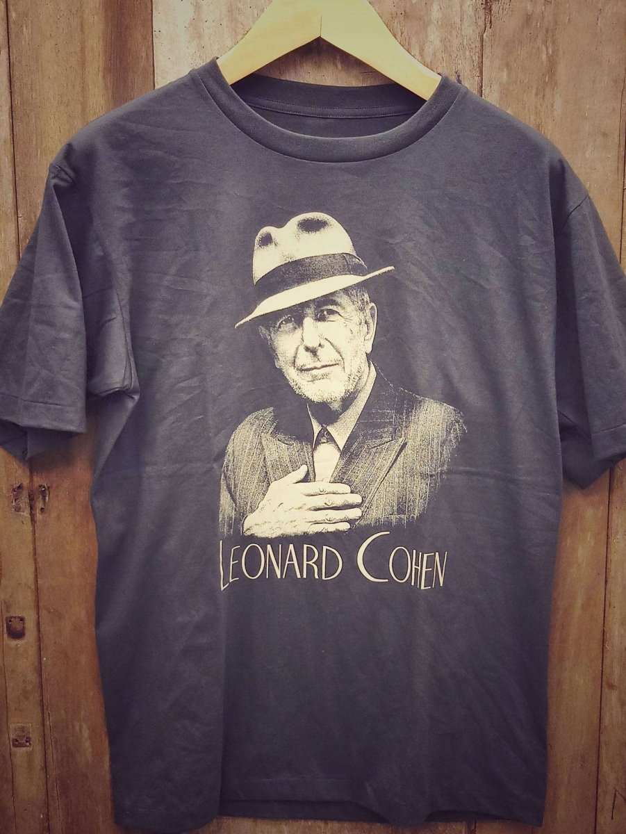 Leonard Cohen Vintage-Inspired Portrait Cotton T-Shirt - Vintage Band Shirts