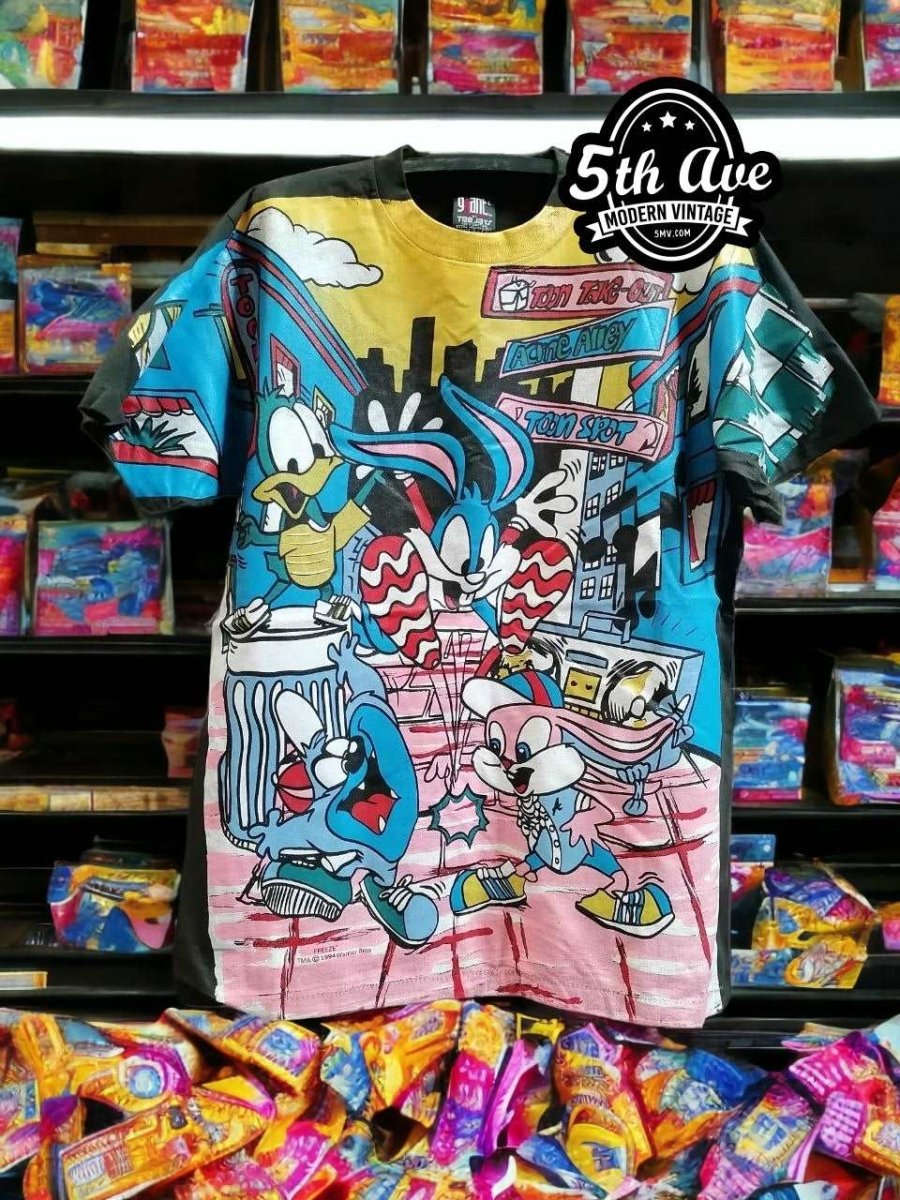 Looney Tunes Bouncin To Da Toons Single Stitch OVP AOP All Over Print t shirt - Vintage Band Shirts