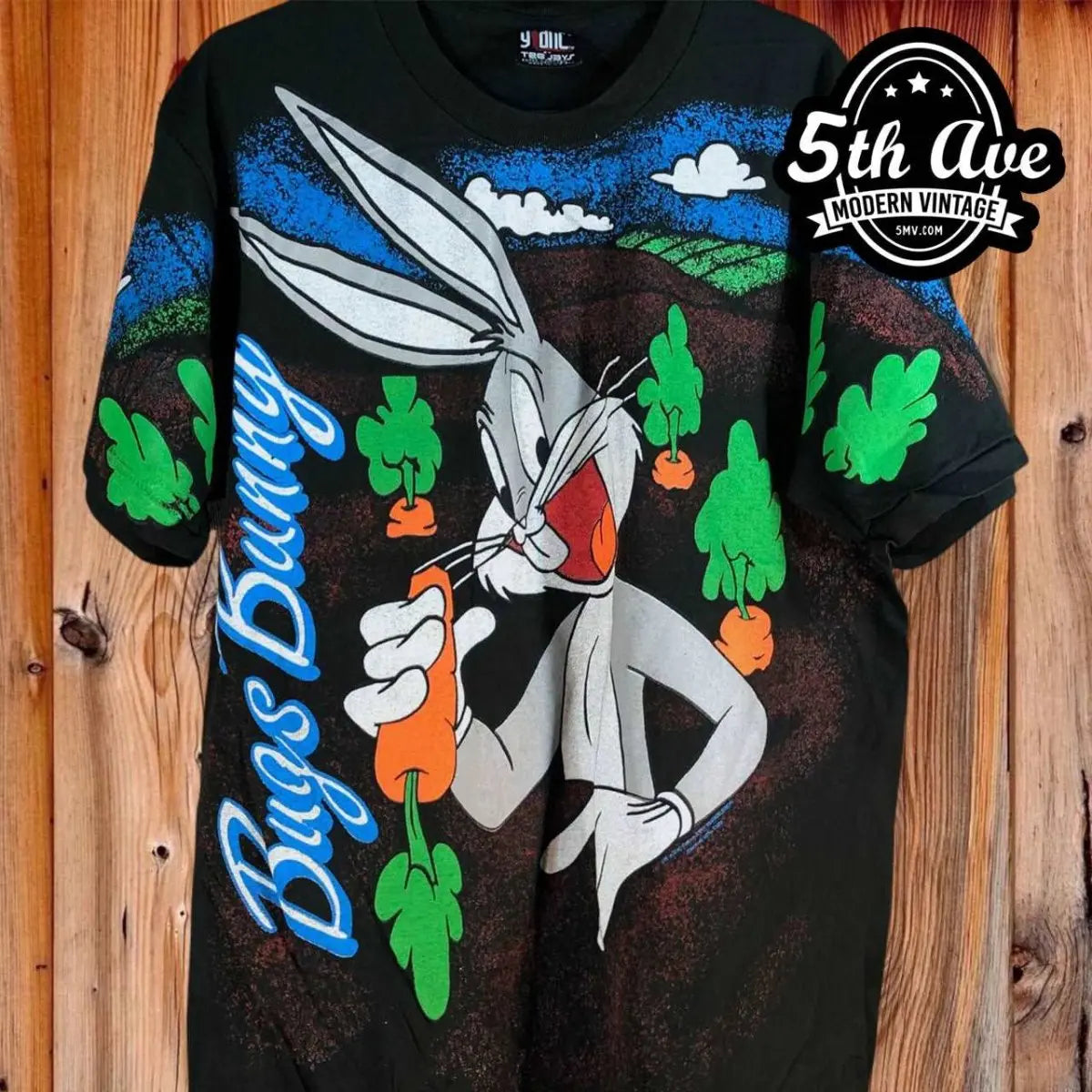 Looney Tunes Bugs Bunny - AOP all over print New Vintage Animation T shirt - Vintage Band Shirts