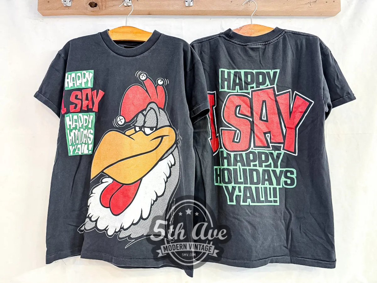 Looney Tunes Foghorn Leghorn Happy Holidays Y'all - Vintage Reprint Animation T-Shirt - Vintage Band Shirts