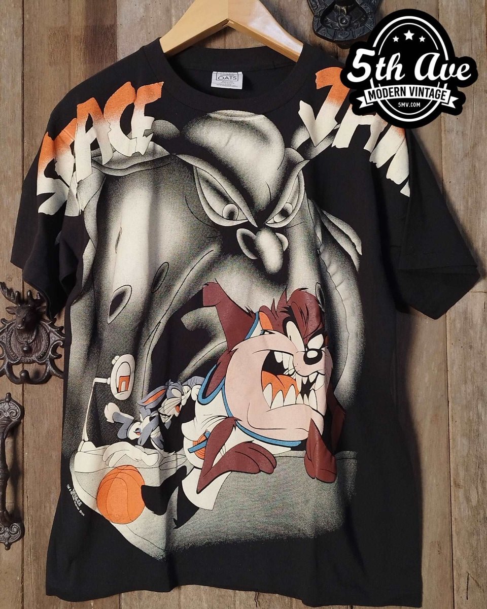 Looney Tunes Space Jam - AOP all over print New Vintage Animation T shirt - Vintage Band Shirts