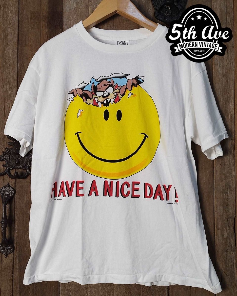 Looney Tunes Taz-Mania Have A Nice Day - New Vintage Animation T shirt - Vintage Band Shirts