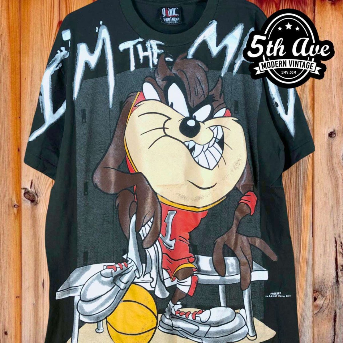 Looney Tunes Taz-Mania I'm the Man - AOP all over print New Vintage Animation T shirt - Vintage Band Shirts