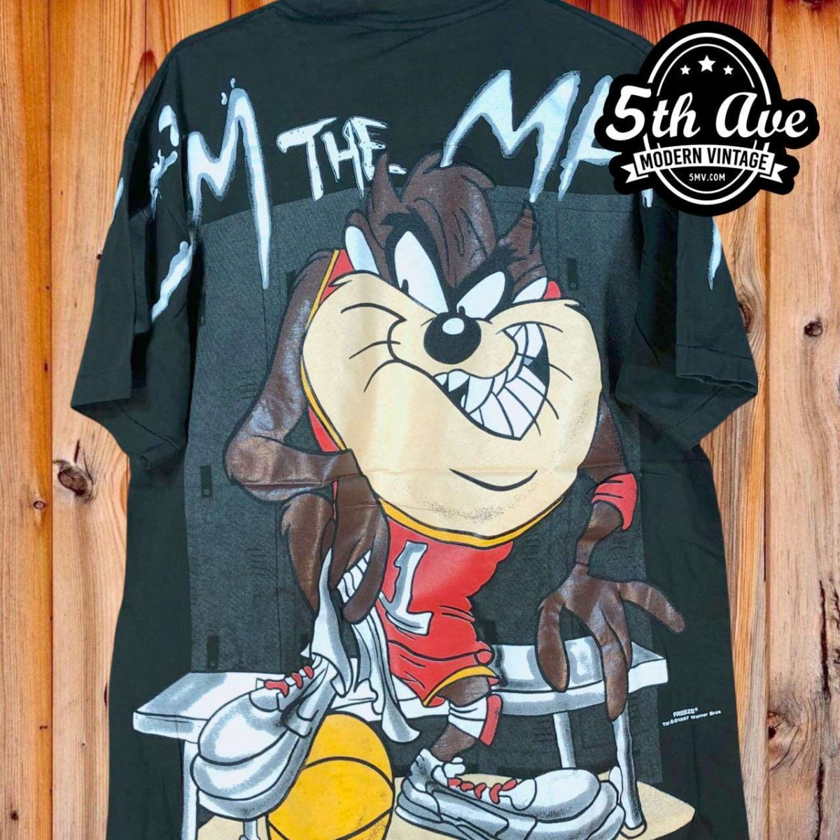 Looney Tunes Taz-Mania I'm the Man - AOP all over print New Vintage Animation T shirt - Vintage Band Shirts