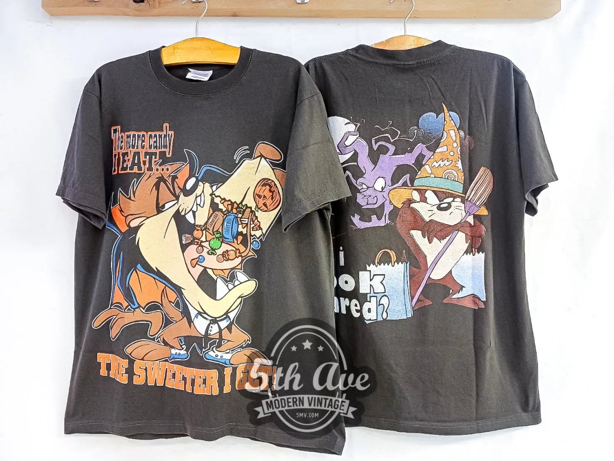 Looney Tunes Taz - Mania Tazmanian Devil The More Candy I Eat The Sweeter I Get! - Vintage Reprint Animation T-Shirt - Vintage Band Shirts
