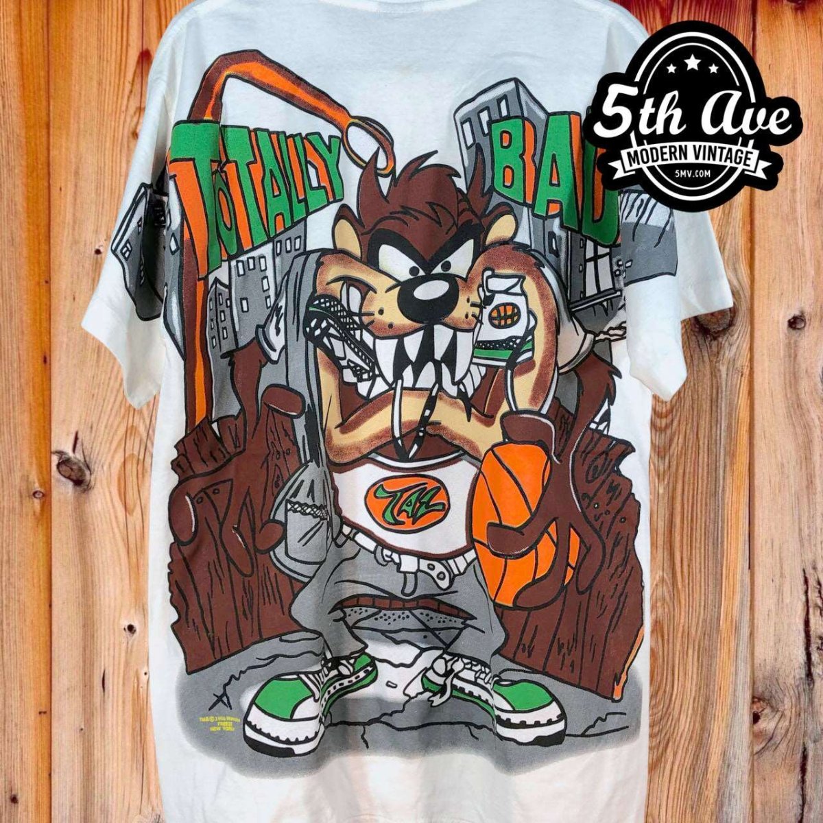 Looney Tunes Taz-Mania Totally Bad - AOP all over print New Vintage Animation T shirt - Vintage Band Shirts