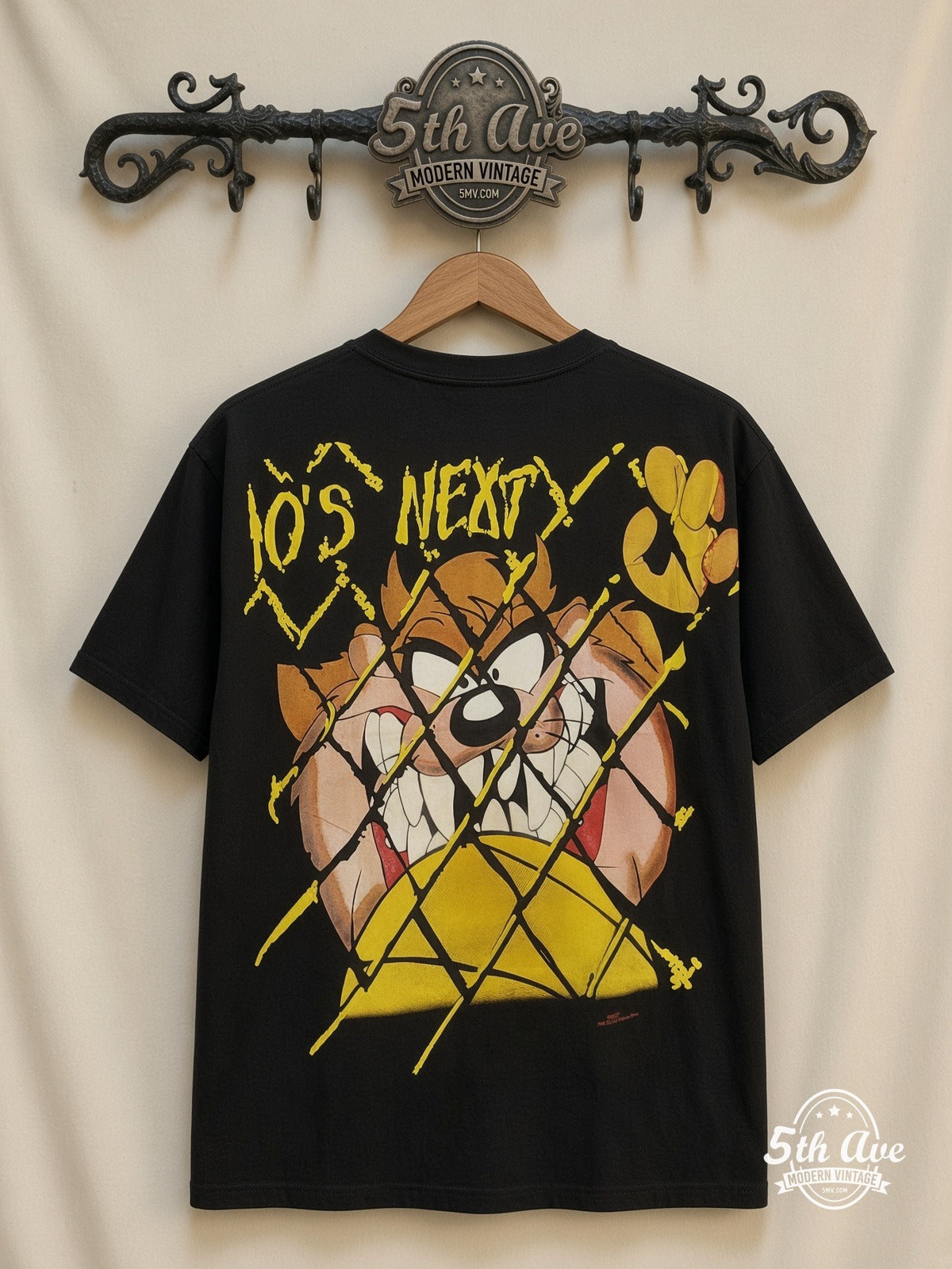 Looney Tunes Taz Who's Next all over print vintage tee back on cream 5th Ave rack