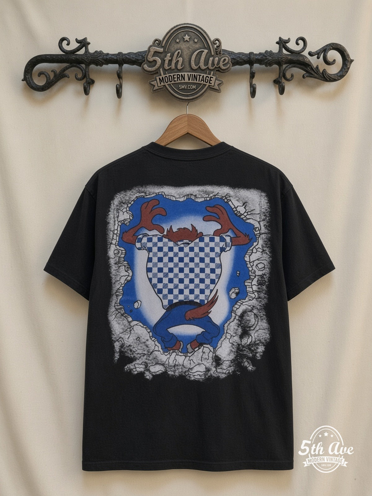 Looney Tunes Taz Wild Thing all over print vintage tee back on cream 5th Ave rack