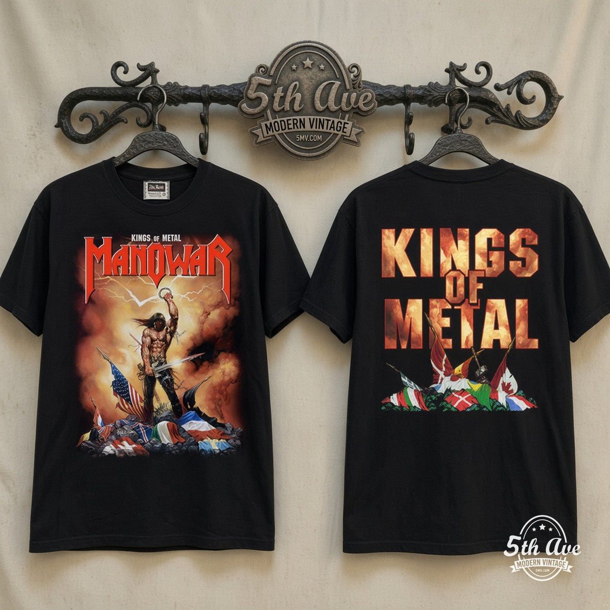Manowar Kings of Metal vintage band t-shirt on rack