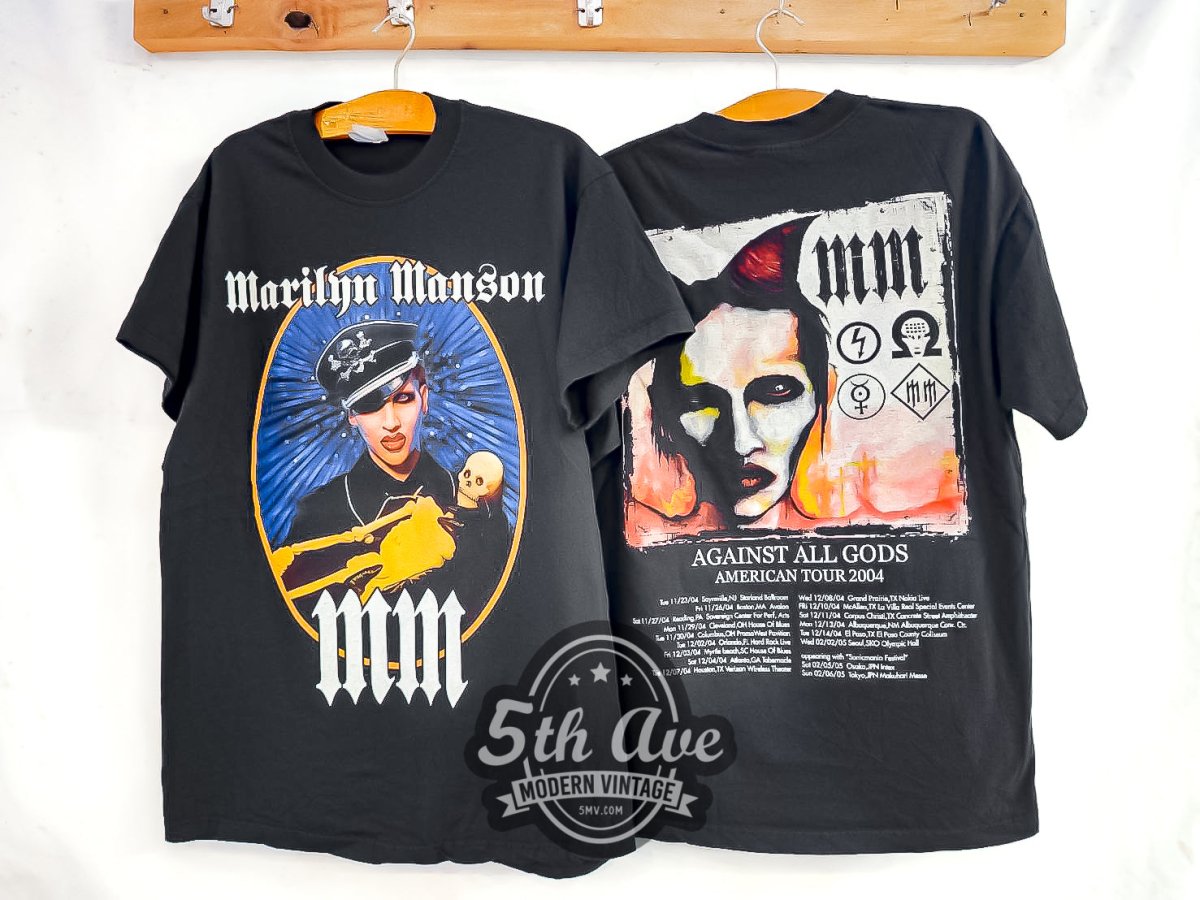 Marilyn Manson 'Against All Gods' American Tour 2004 - Vintage Reprint Band T-Shirt - Vintage Band Shirts