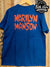 Marilyn Manson Red, Black, and White Image Blue Cotton T-Shirt - Vintage Band Shirts