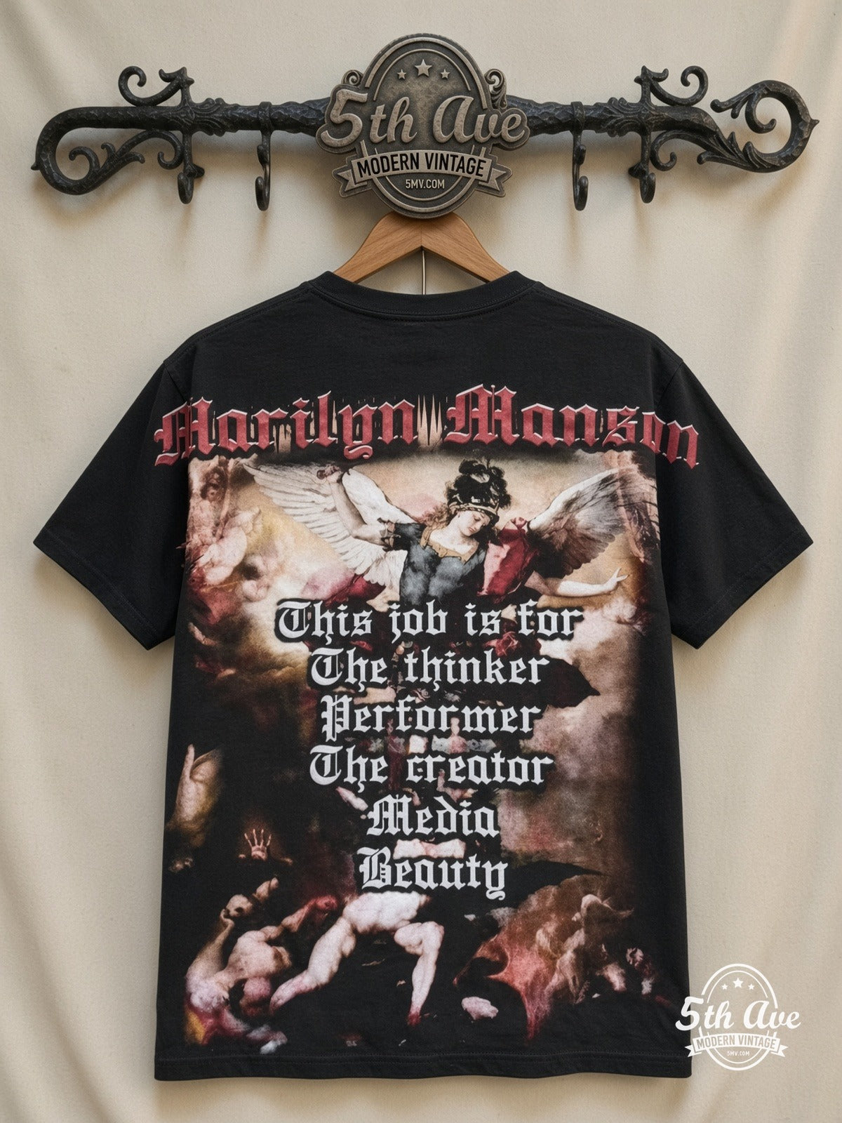 Marilyn Manson Thinker Performer all over print vintage tee back on cream 5th Ave rack