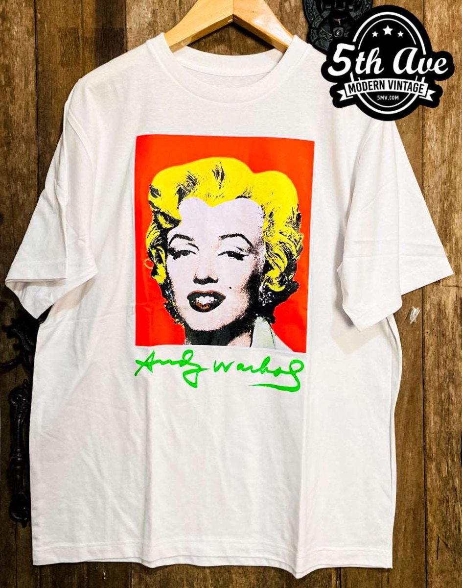 Marilyn Monroe Andy Warhol Signature Art Cotton T-Shirt - Vintage Band Shirts