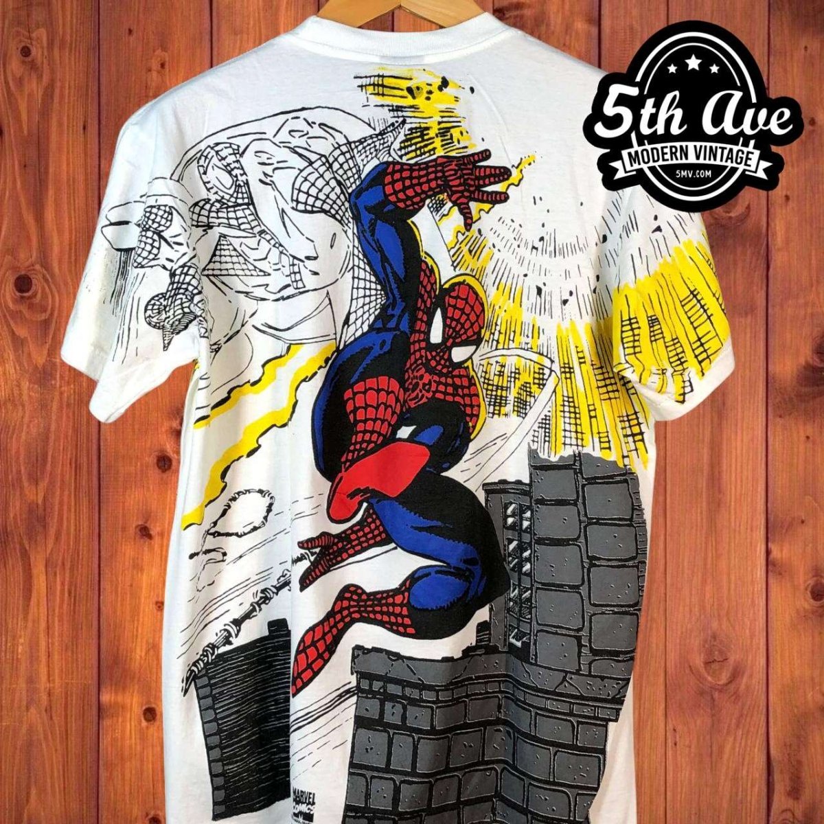 Marvel Spider-Man - AOP all over print New Vintage Comic T shirt Spiderman  - Vintage Band Shirts