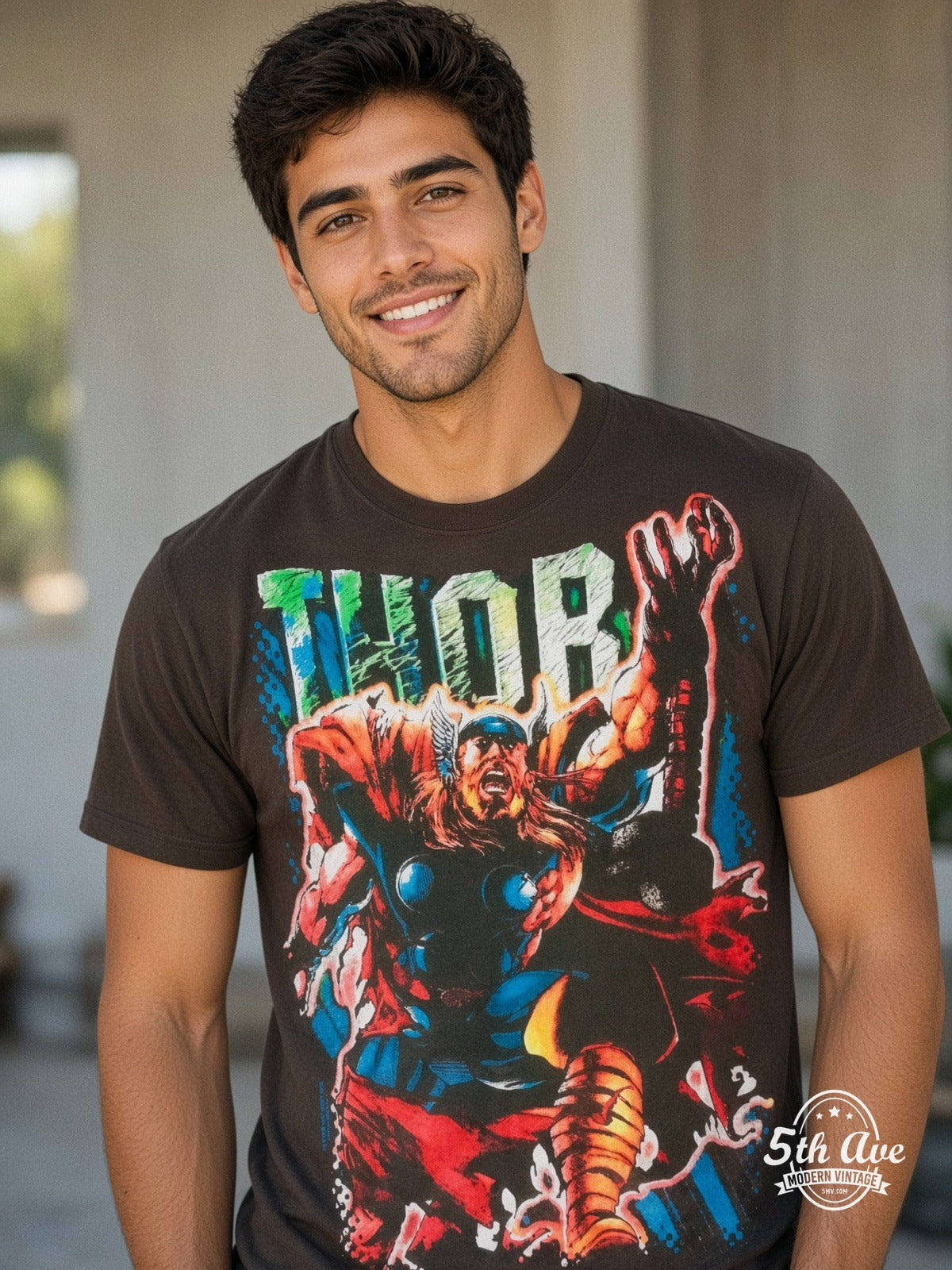 Marvel Thor Comic Action vintage tee model wearing