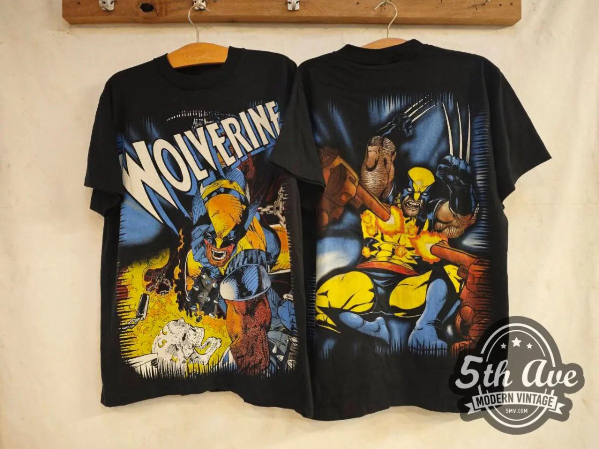 Marvel Wolverine - AOP all over print New Vintage Comic T shirt - Vintage Band Shirts