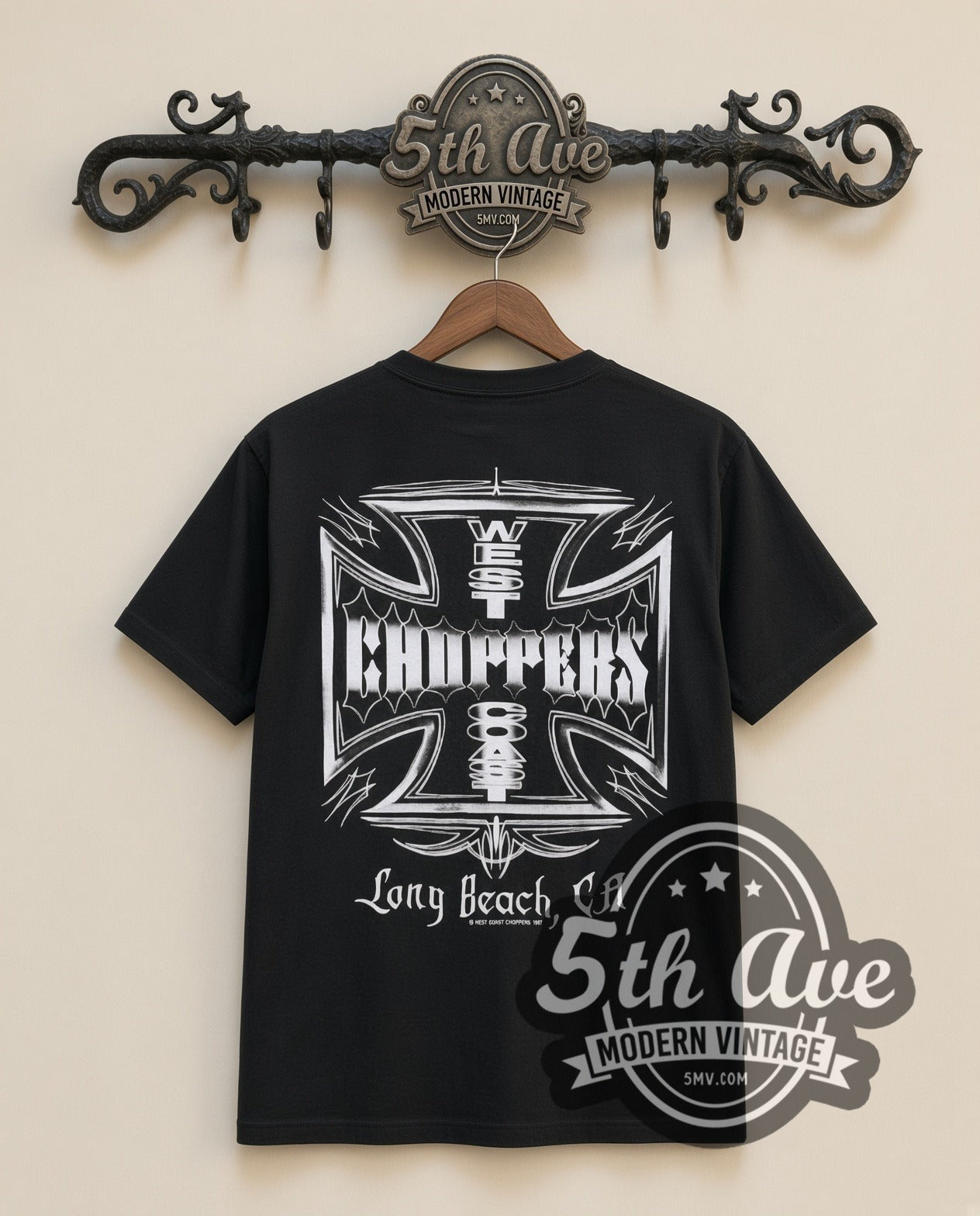 West Coast Choppers Iron Cross Sleeve Logos Long Sleeve Tee