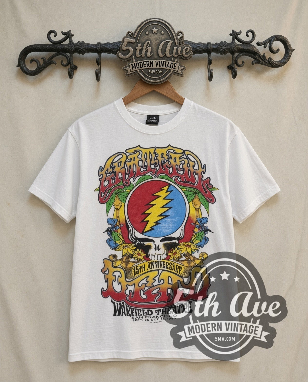 Grateful Dead 15th Anniversary Warfield White Band Tee