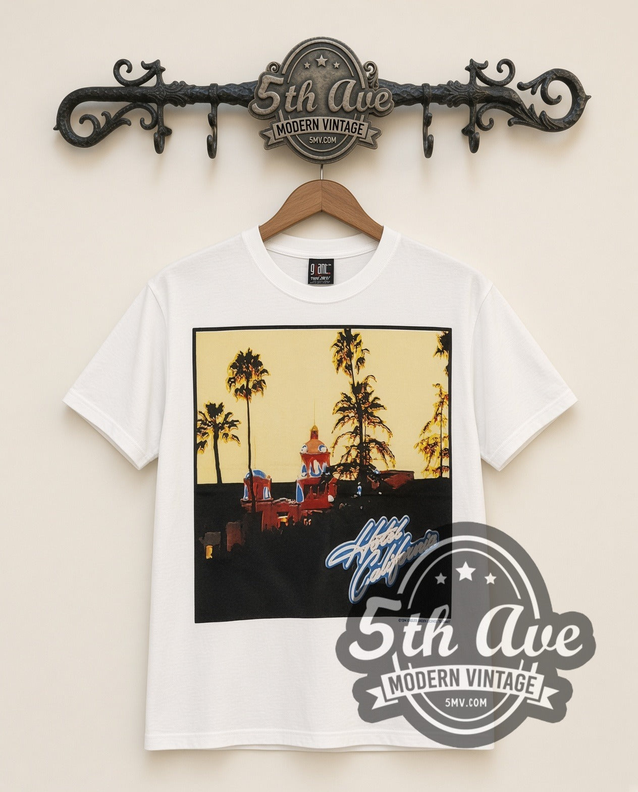 Eagles Hotel California Palm Trees White Vintage Band Tee