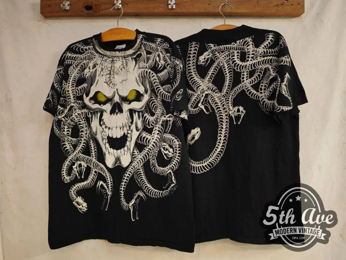 Medusa Skull - AOP all over print New Vintage T shirt - Vintage Band Shirts