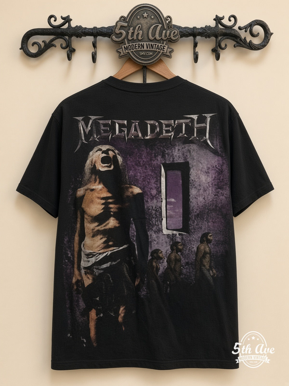 Megadeth Youthanasia all over print vintage tee back on cream 5th Ave rack