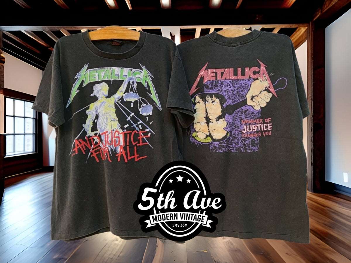 Metallica And Justice for All Classic Black t shirt - Vintage Band Shirts