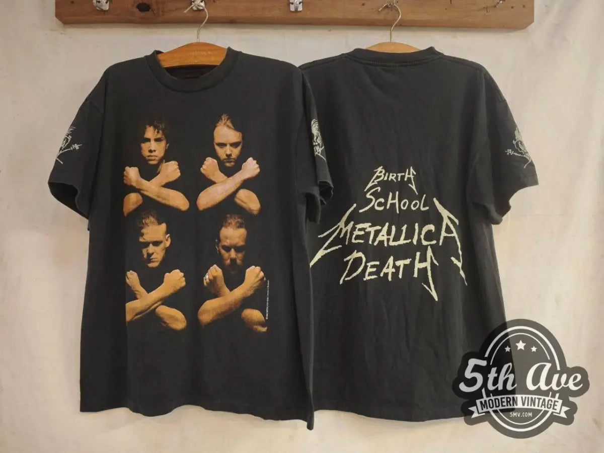 Metallica 'Birth School Metallica Death' Distressed Tribute T-Shirt - Vintage Band Shirts
