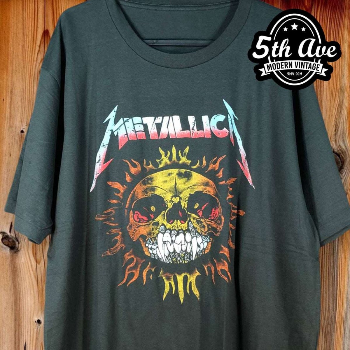 Metallica Pushead Skull Sun and Flaming Skull Vintage Single Stitch Cotton T-Shirt - Vintage Band Shirts