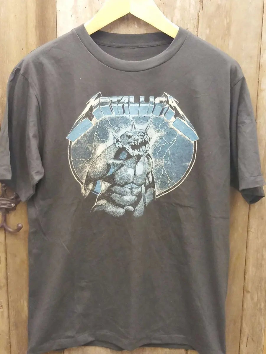 Metallica 'Ride the Lightning' Monster Beast and Electric Chair Cotton T-Shirt - Vintage Band Shirts
