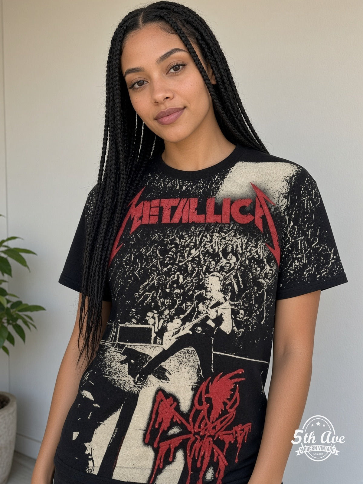 Metallica Stage Right 01 all over print vintage tee model wearing