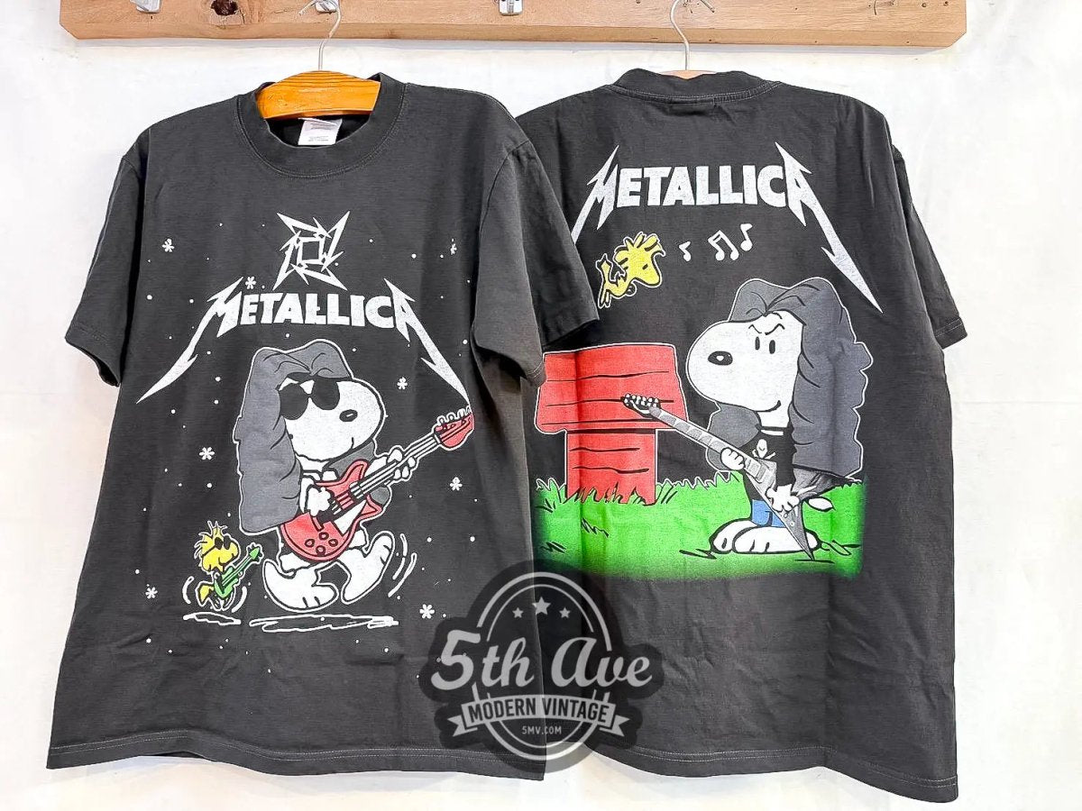 Metallica x Peanuts Snoopy - Vintage Reprint Animation T-Shirt - Vintage Band Shirts