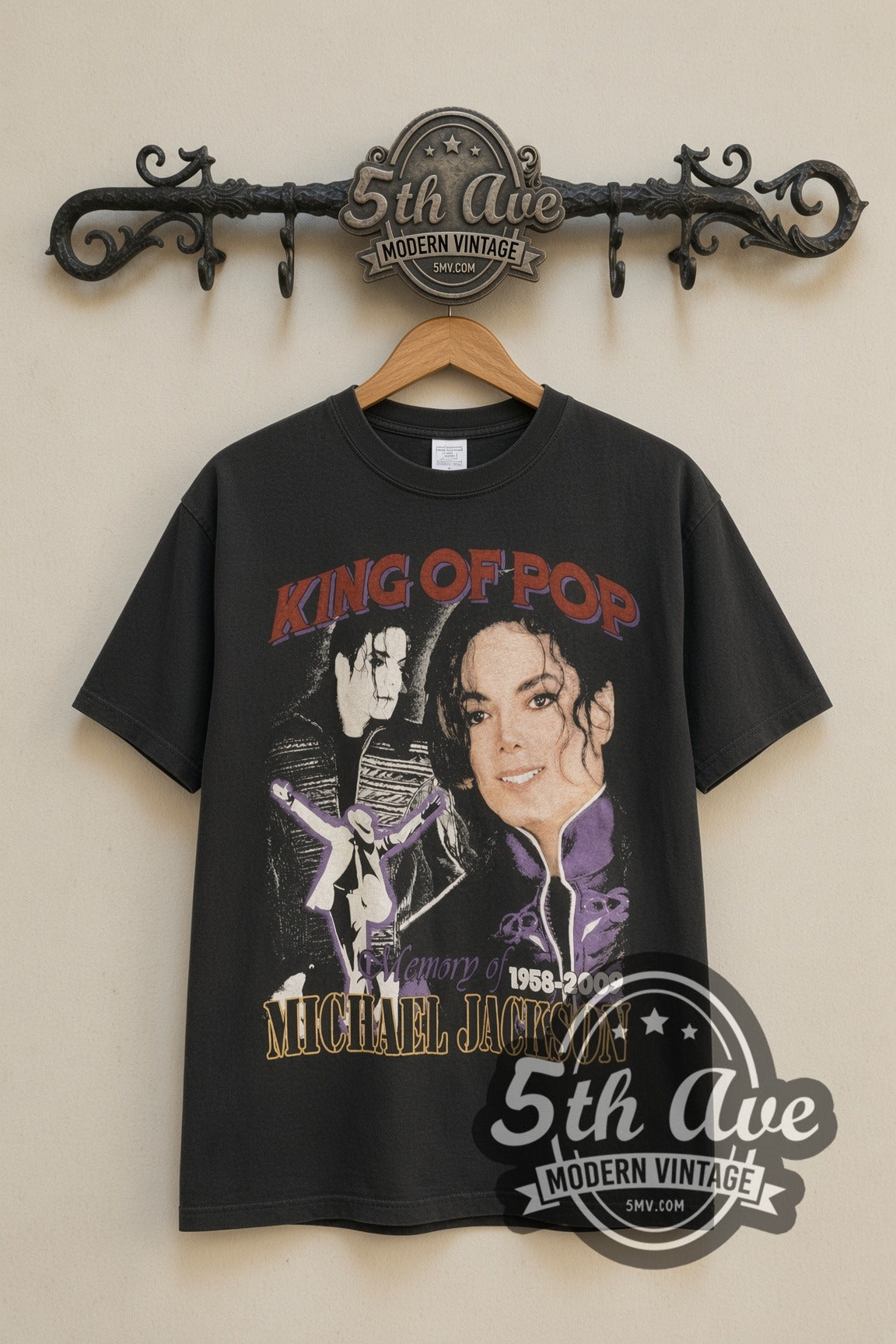 Michael Jackson King of Pop tribute tee front on the 5MV rack