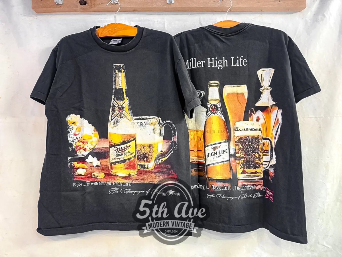 Miller High Life Sparkling, Flavorful, Distinctive! - Vintage Reprint T-Shirt - Vintage Band Shirts