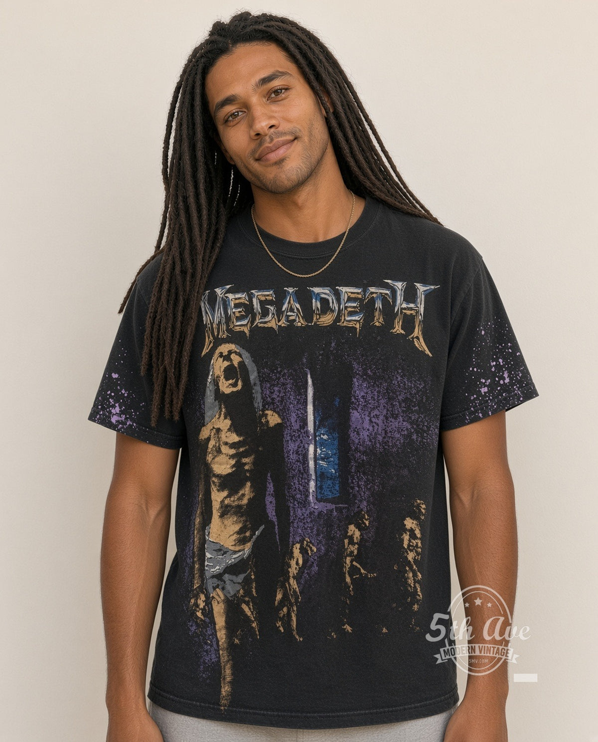 Megadeth OVERPRINT vintage band t-shirt – worn by model