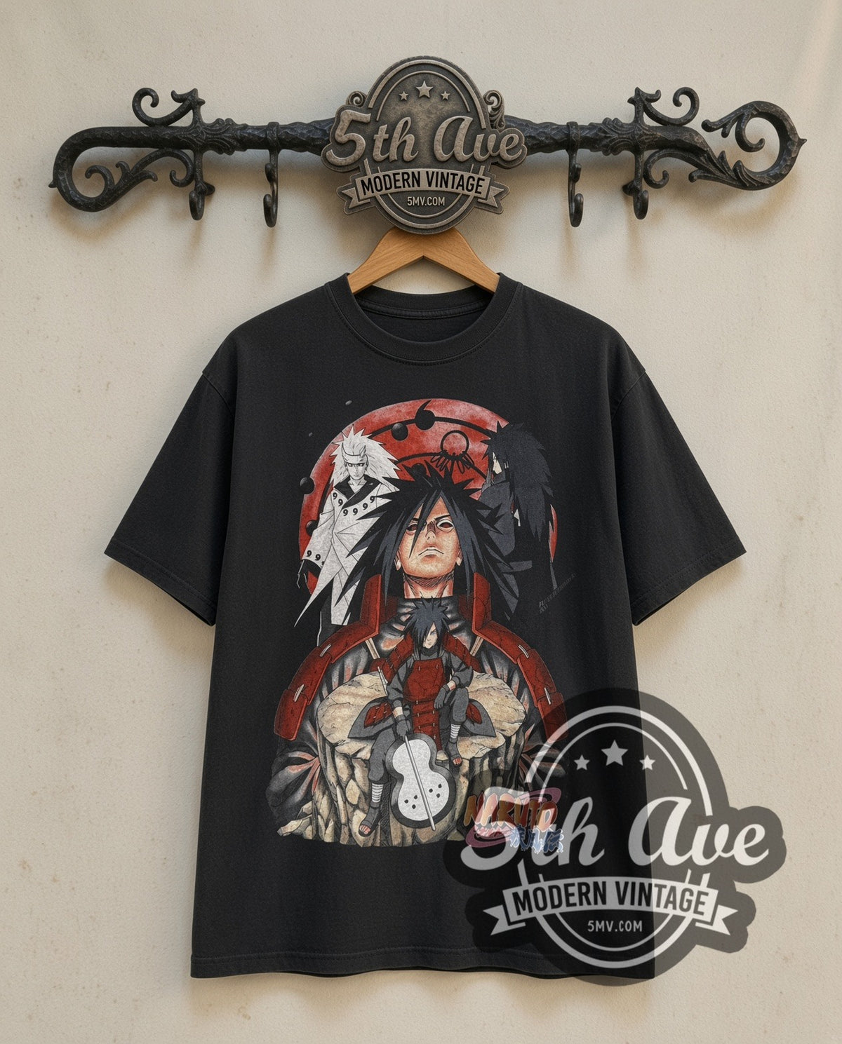 Naruto Shippuden Madara red moon anime tee front on the 5MV rack