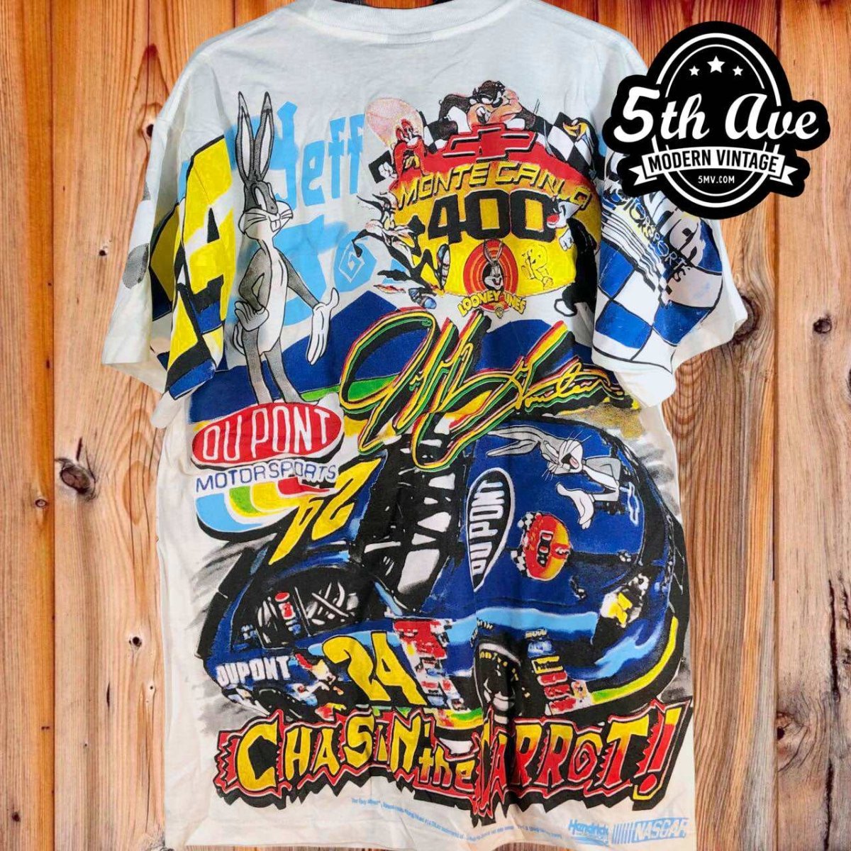 Nascar Bugs Bunny & Jeff Gordon - AOP all over print New Vintage T shirt - Vintage Band Shirts