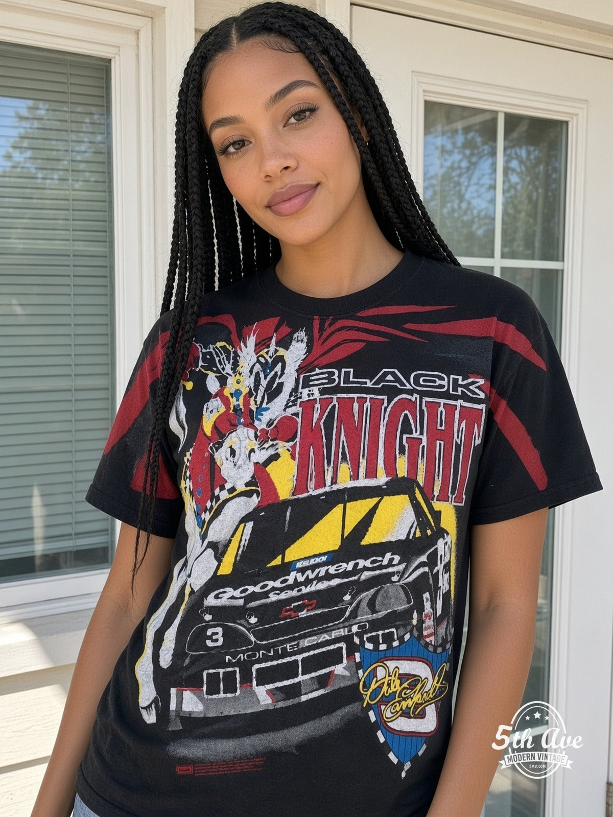 NASCAR Dale Earnhardt 3 Black Knight Horse vintage tee model wearing