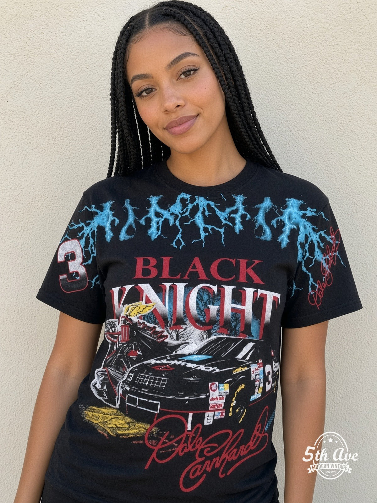 NASCAR Dale Earnhardt 3 Black Knight Lightning vintage tee model wearing