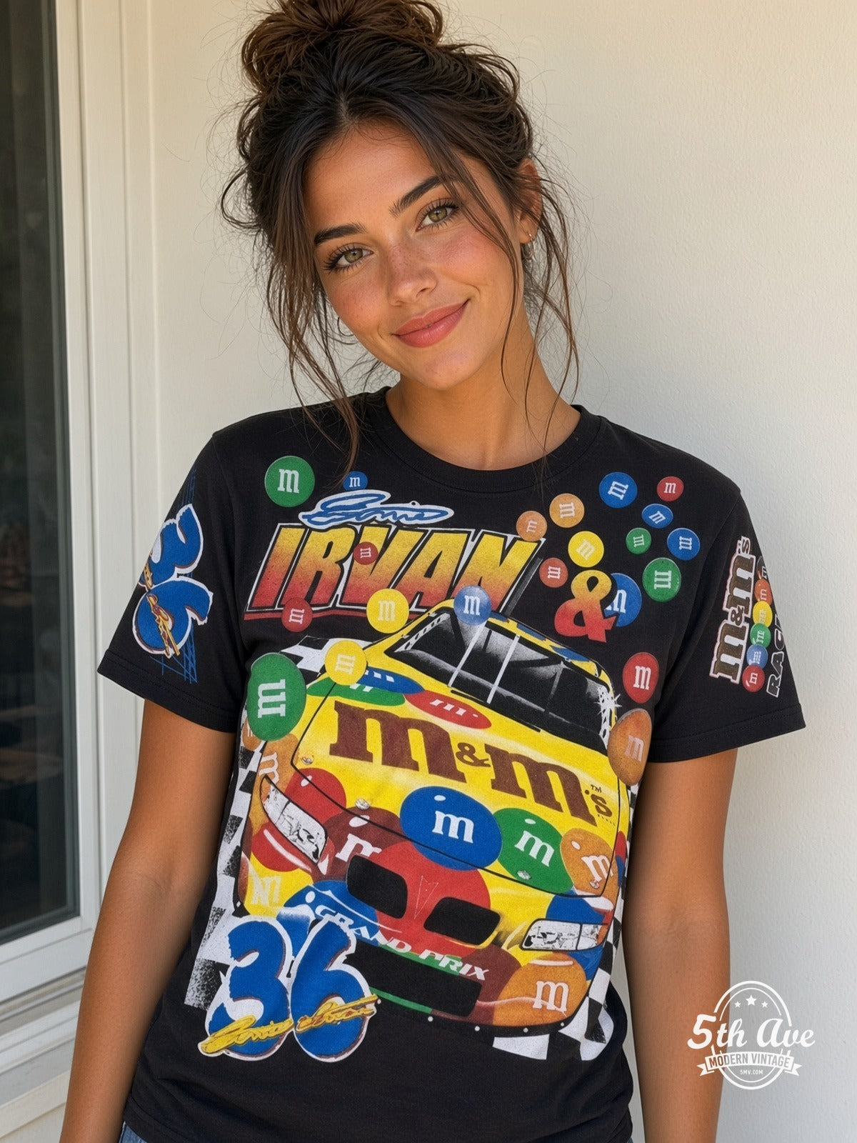 NASCAR Ernie Irvan 36 M&Ms Racing vintage tee model wearing