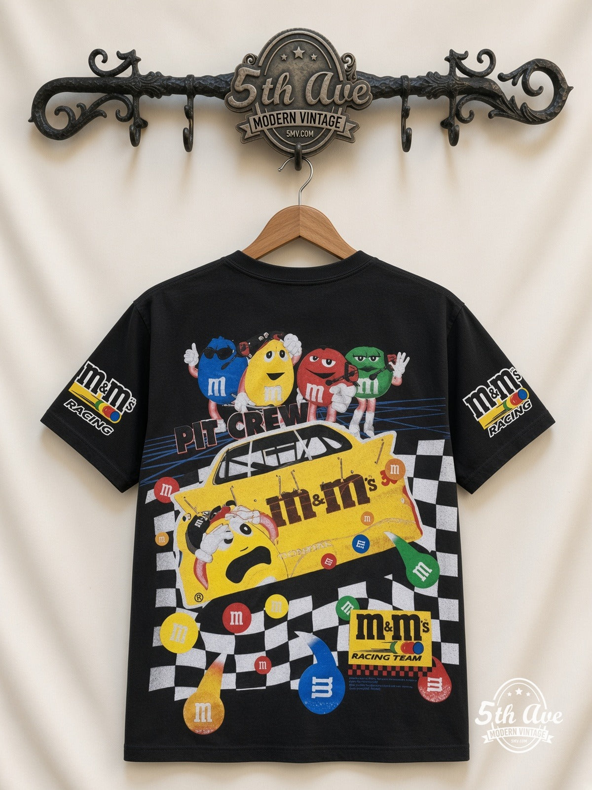 NASCAR Ernie Irvan 36 M&Ms Racing all over print vintage tee back on cream 5th Ave rack